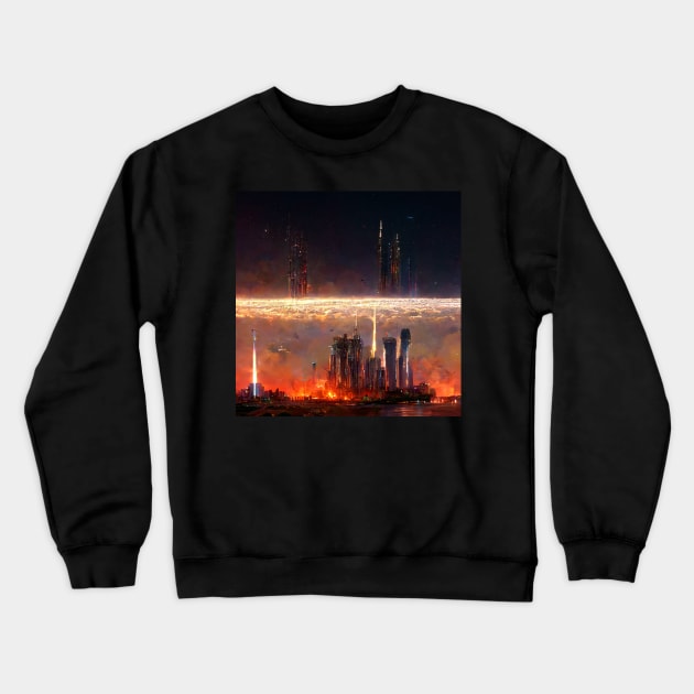 Futuristic Metropolis Crewneck Sweatshirt by DarkAgeArt